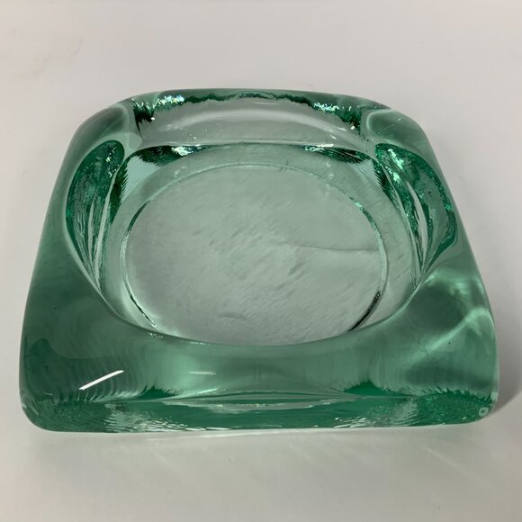 Pair Fire And Light Recycled Art Glass, Footed Candle Holder, Wine Caddy Ashtray - Picture 6 of 8